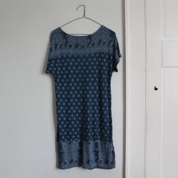 Women’s Size Small Blue Boho Print Shirt Dress - Picture 2 of 4